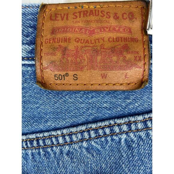 Levi's 501 S BIG E Size 25X30 Medium Wash Button Fly Distressed Denim Blue Jeans - Picture 6 of 12